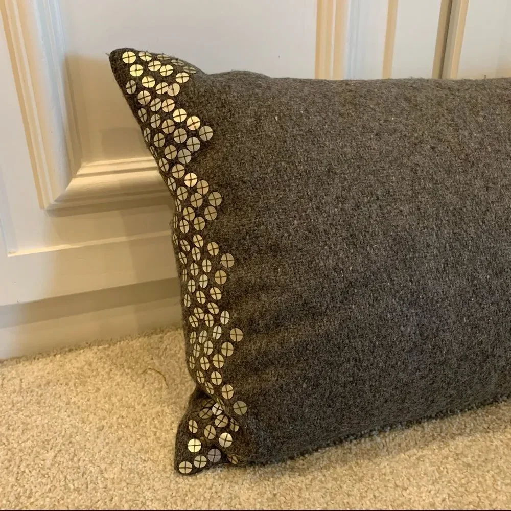 DKNY Accent Gray Wool Decorative‎ Pillow